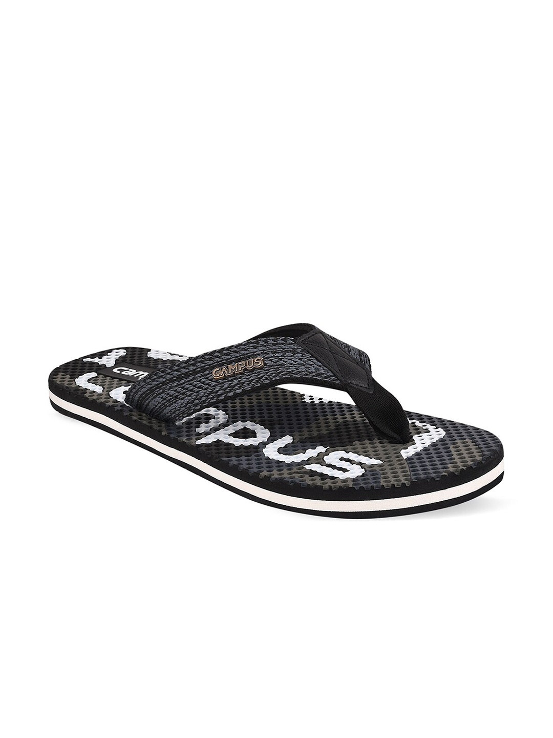 Campus Men Black & White Printed Thong Flip-Flops