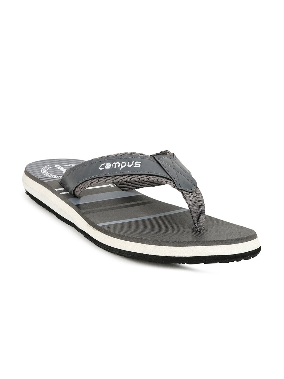 

Campus Men Grey & White Printed Thong Flip-Flops