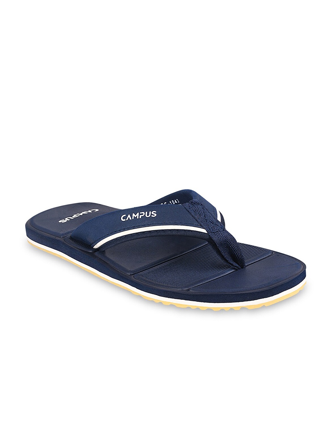 Campus Men Navy Blue & Yellow Thong Flip-Flops
