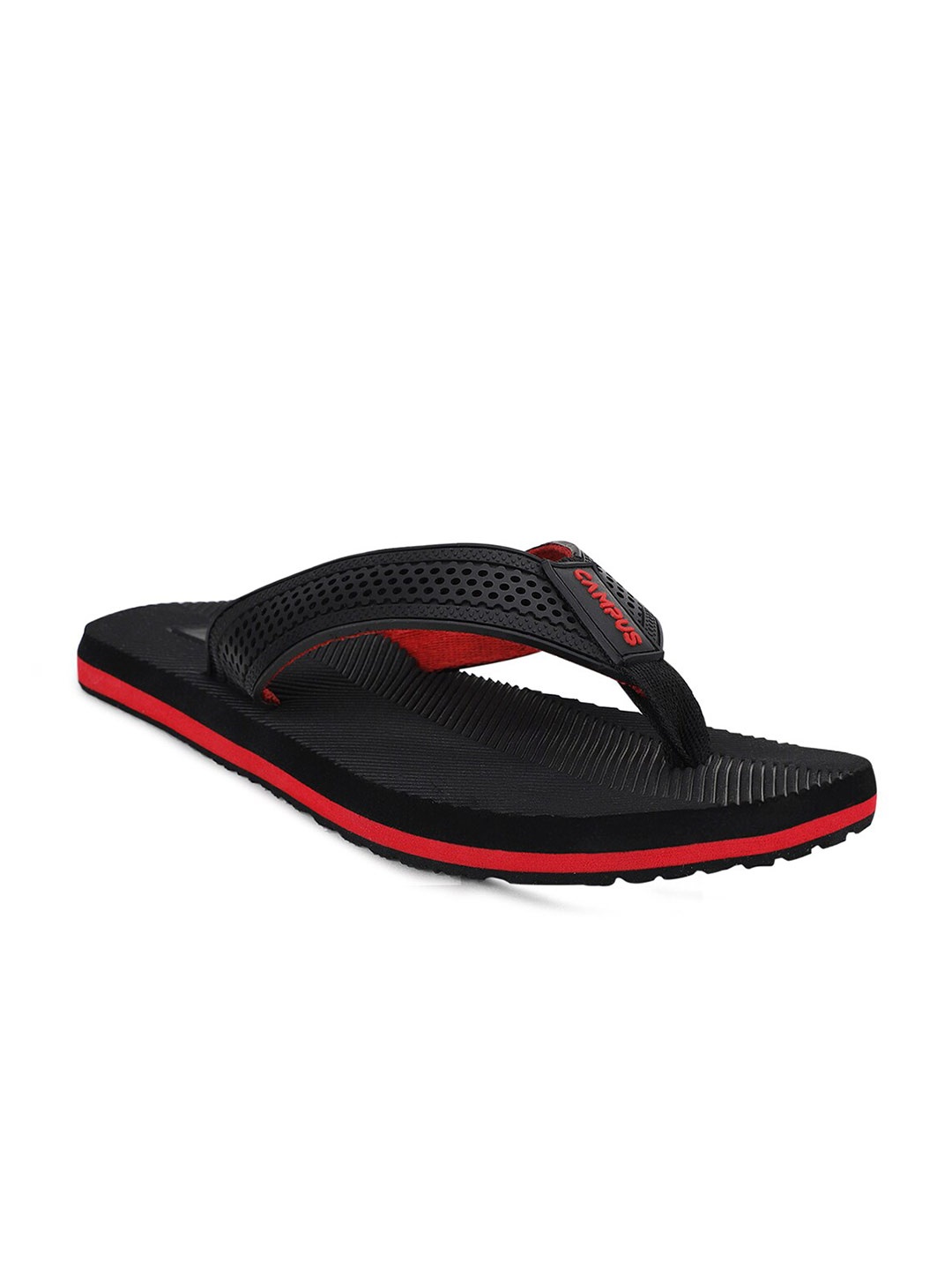 Campus Men Black & Red Thong Flip-Flops