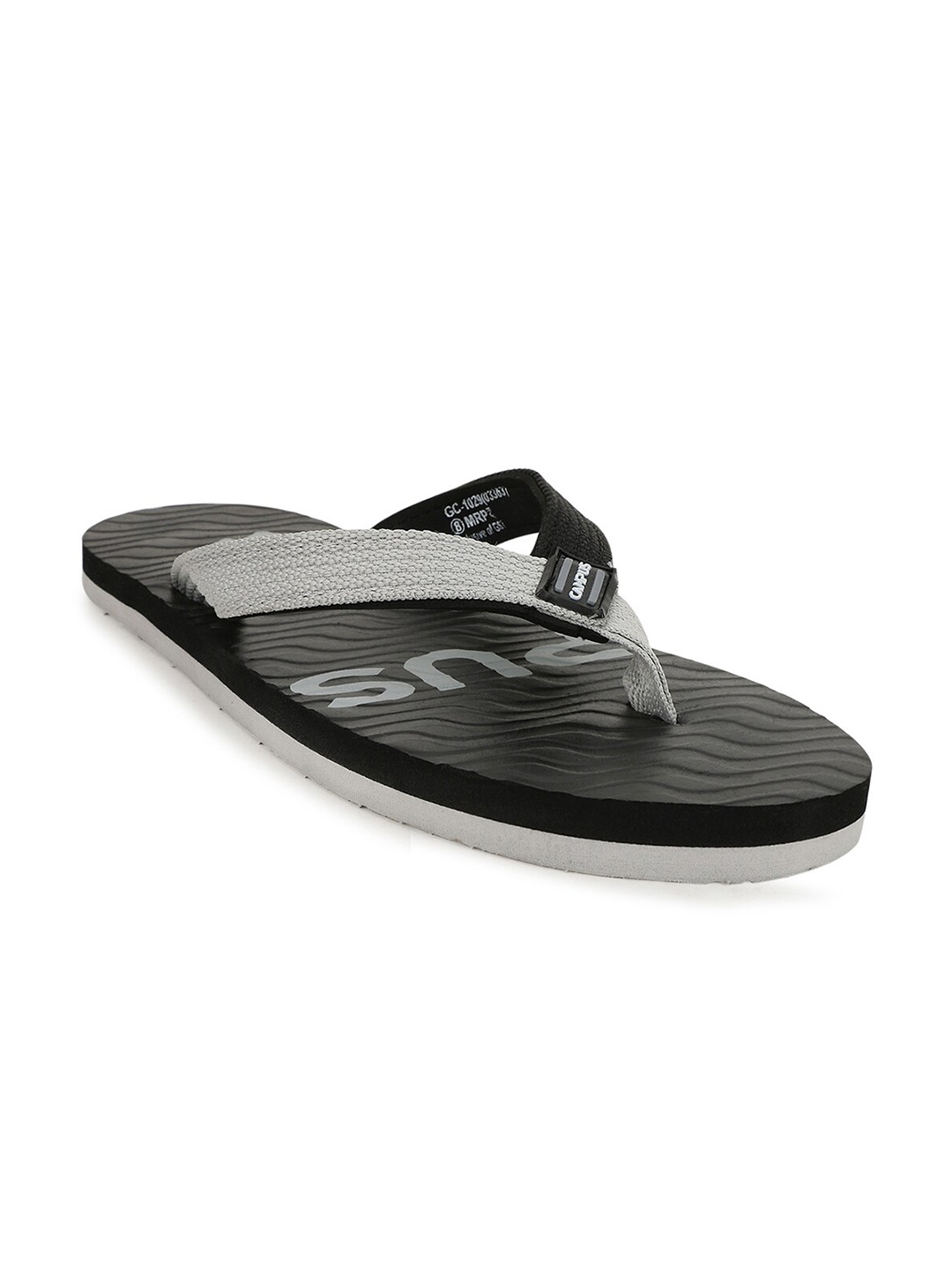 

Campus Men Black & Grey Printed Thong Flip-Flops