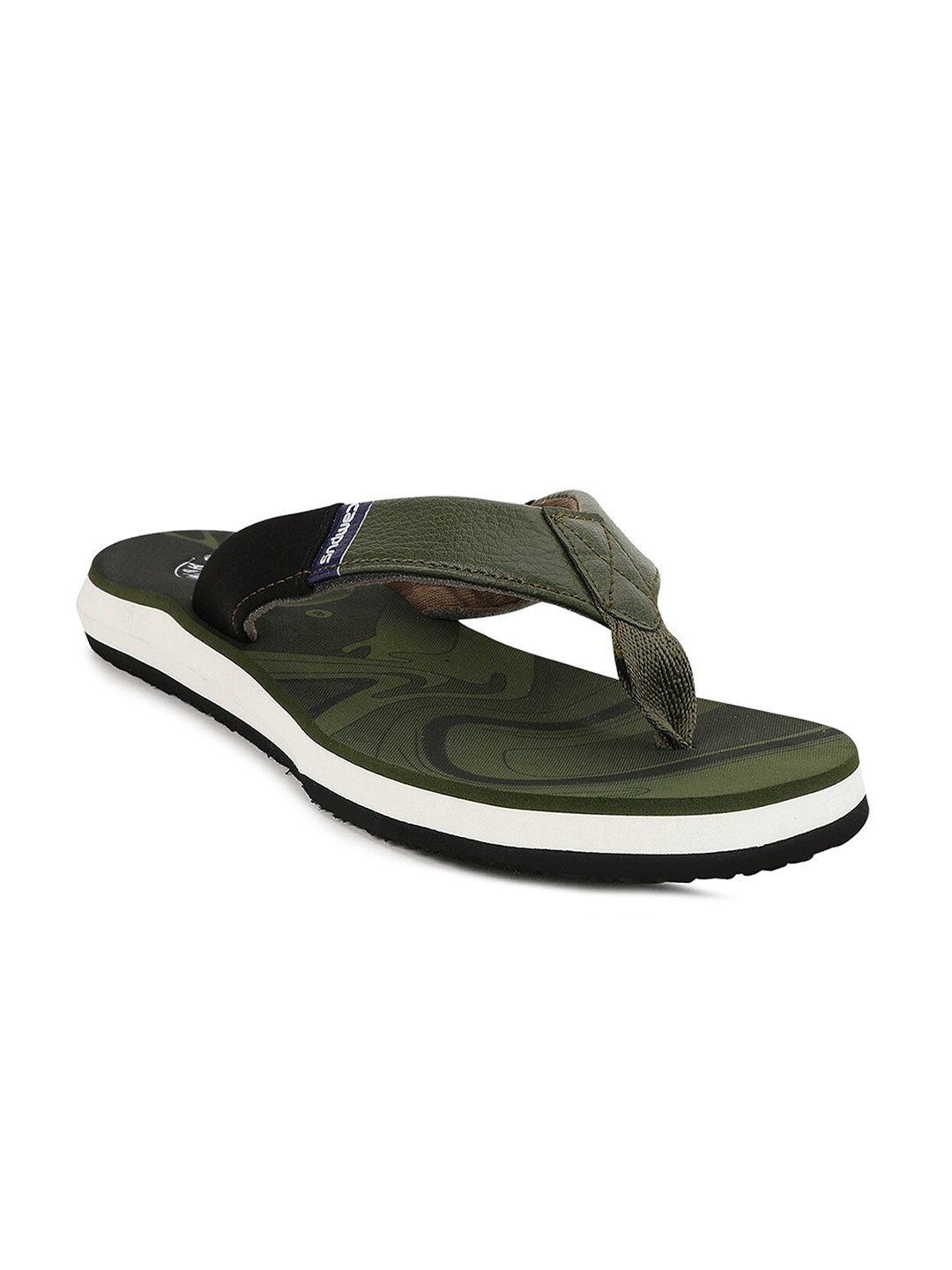 

Campus Men Olive Green & White Thong Flip-Flops