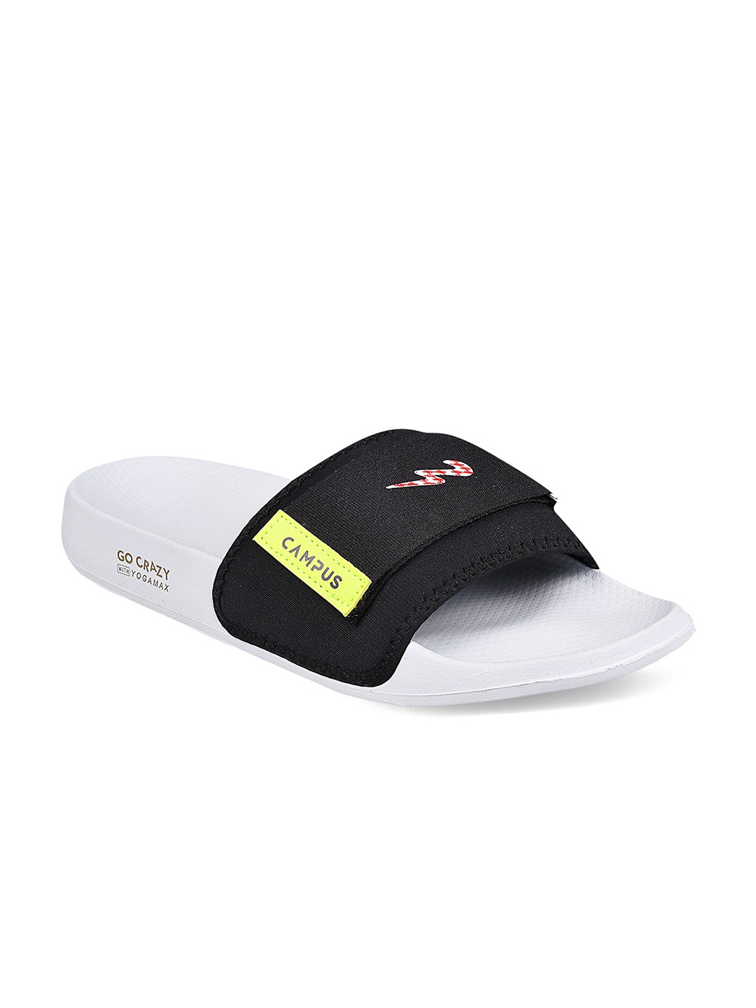 

Campus Men Off White & Black Printed Sliders