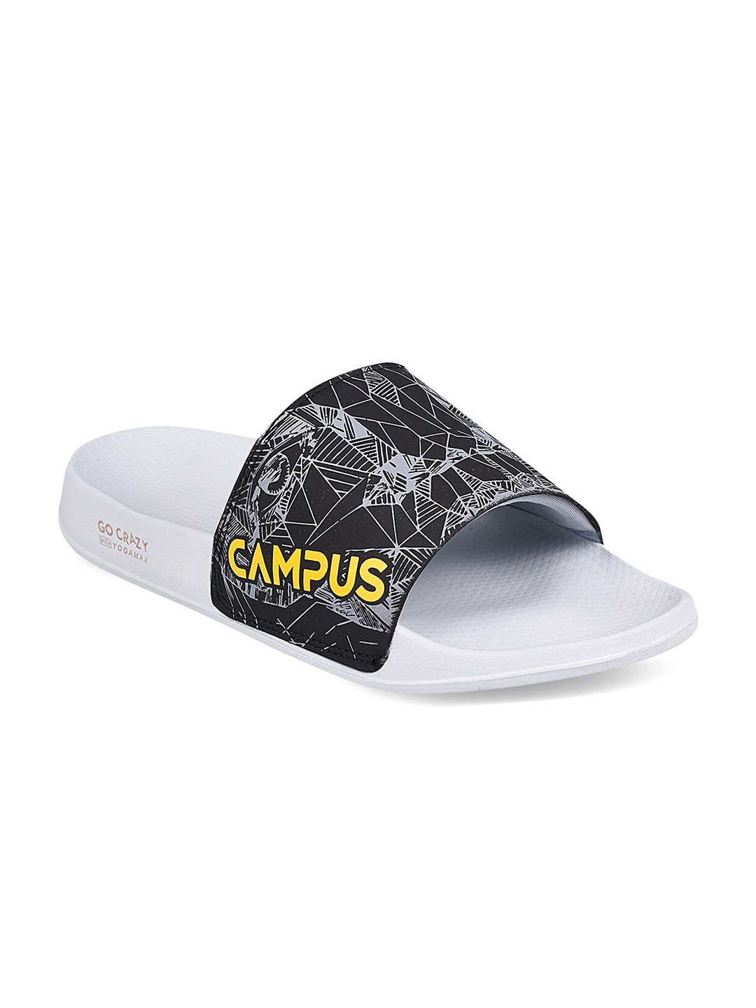

Campus Men Black & White Printed Casual Sliders