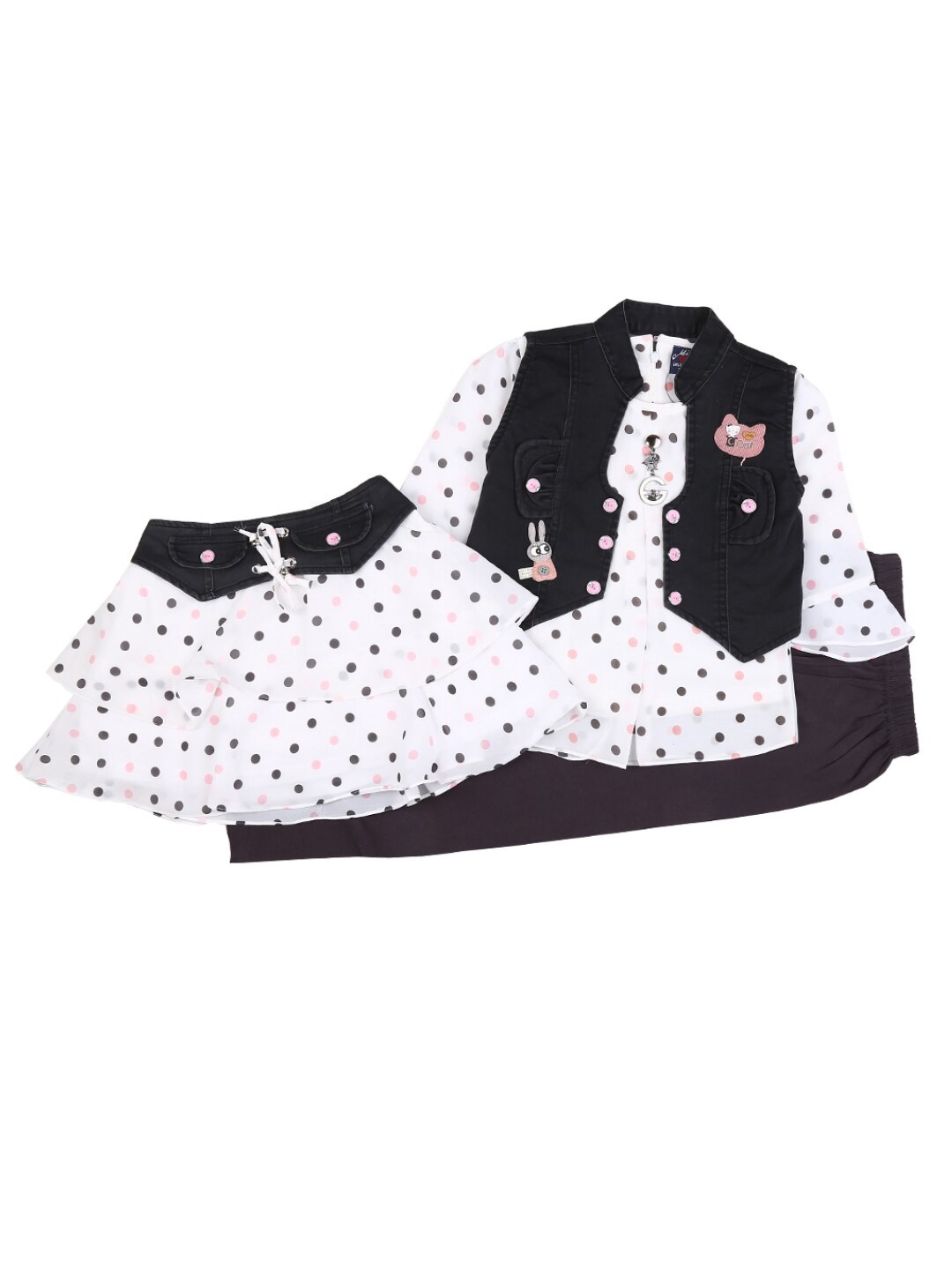 

V-Mart Kids White & Navy Blue Printed T-shirt with Shorts