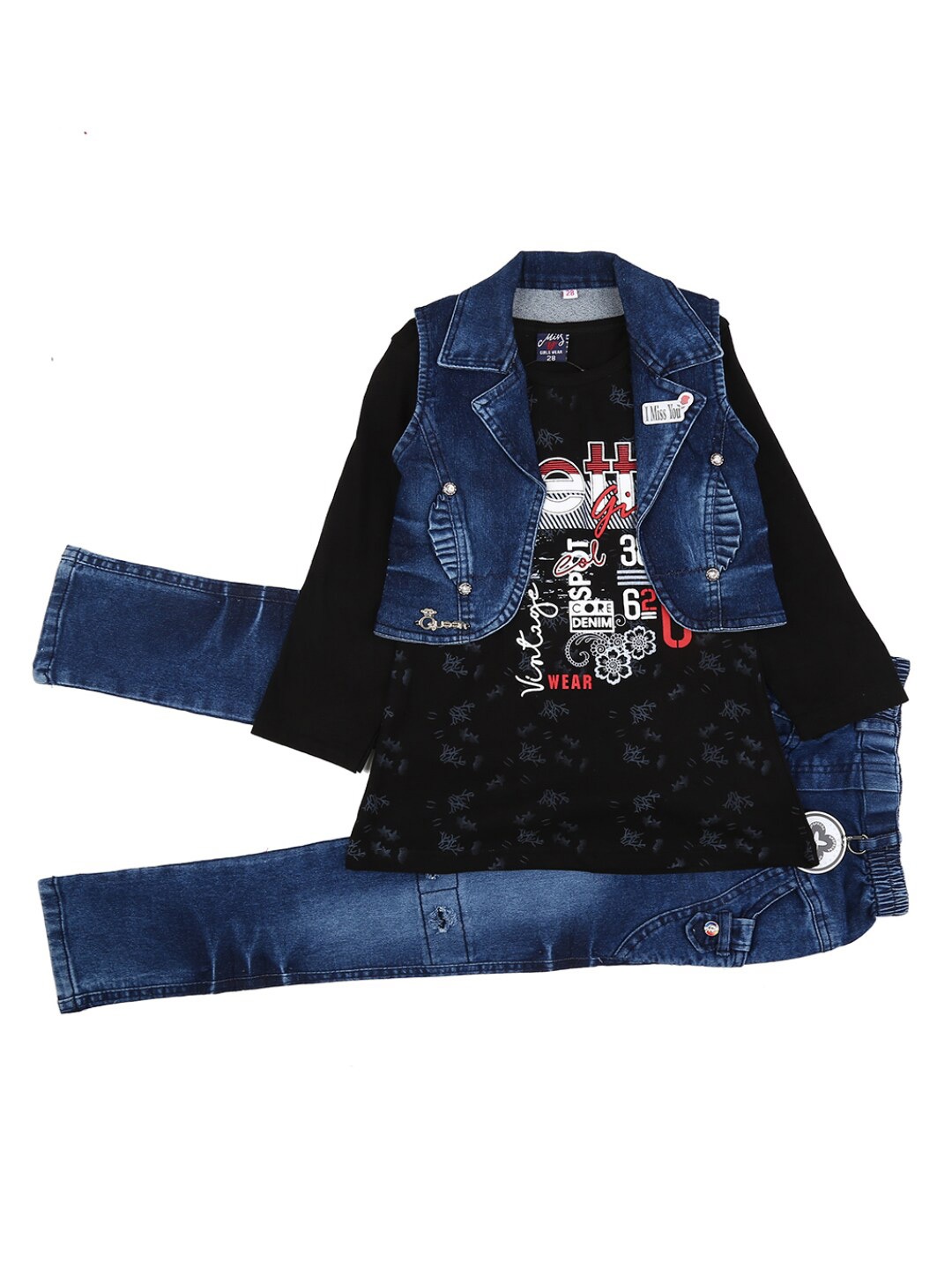 

V-Mart Unisex Kids Navy Blue & Navy Blue Printed T-shirt with Shorts