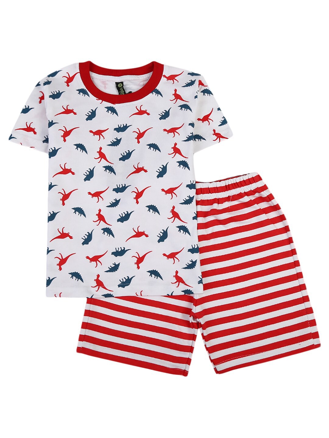 

V-Mart Unisex Kids Red & Red Printed Cotton T-shirt with Shorts