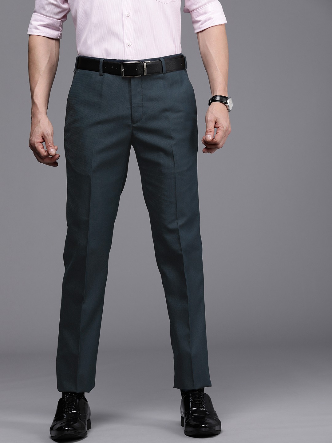 

Raymond Men Navy Blue Slim Fit Formal Trousers