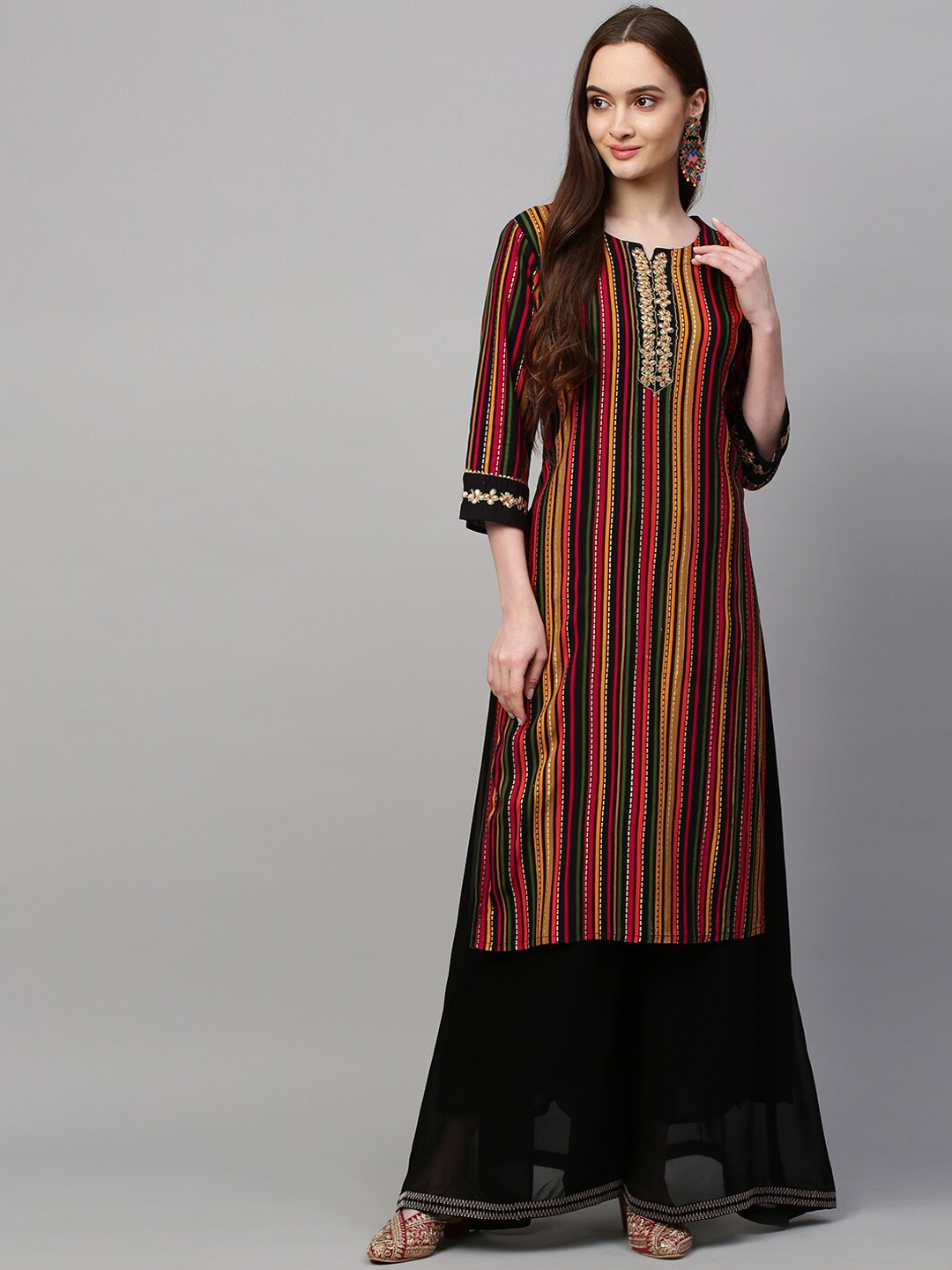 

FASHOR Women Multicoloured Striped Kurta, Multi