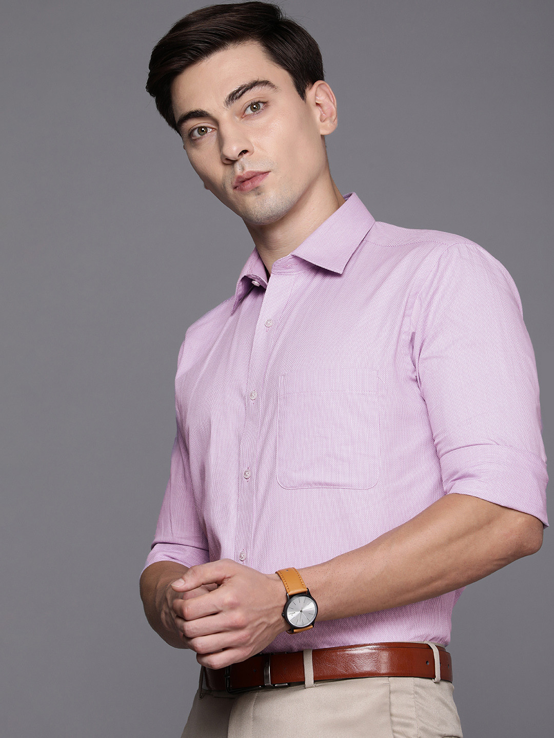 

Raymond Men Violet Slim Fit Casual Shirt