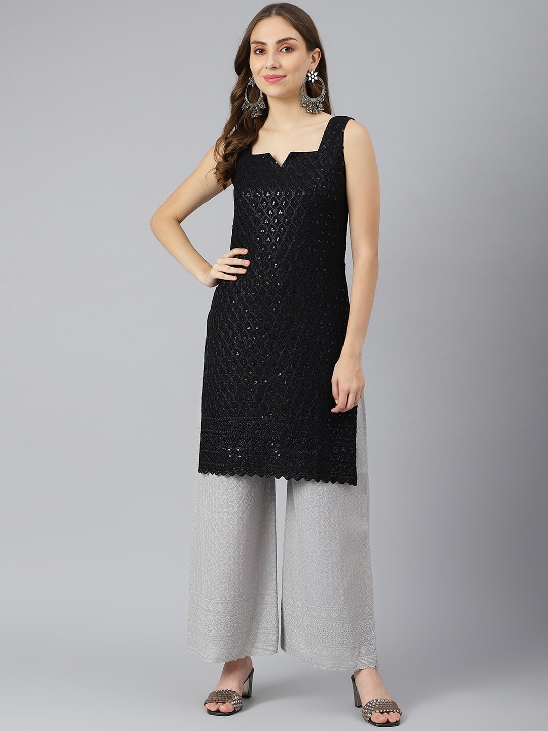 

Lagashi Women Black Ethnic Motifs Kurta