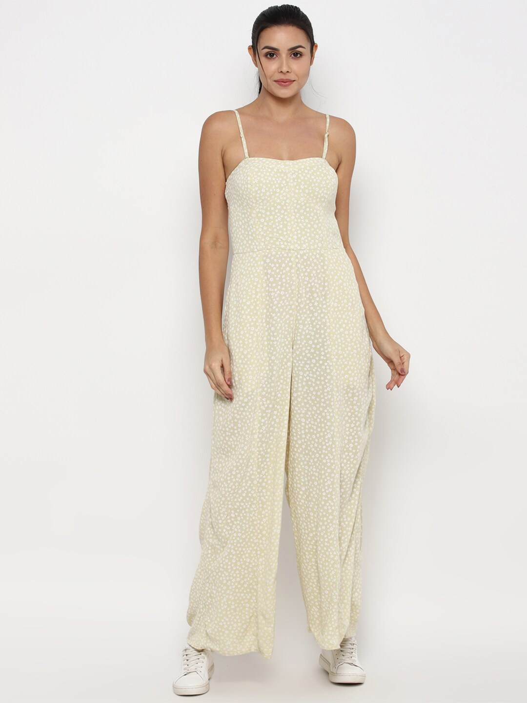 

AMERICAN EAGLE OUTFITTERS Women Green & White Printed Basic Jumpsuit