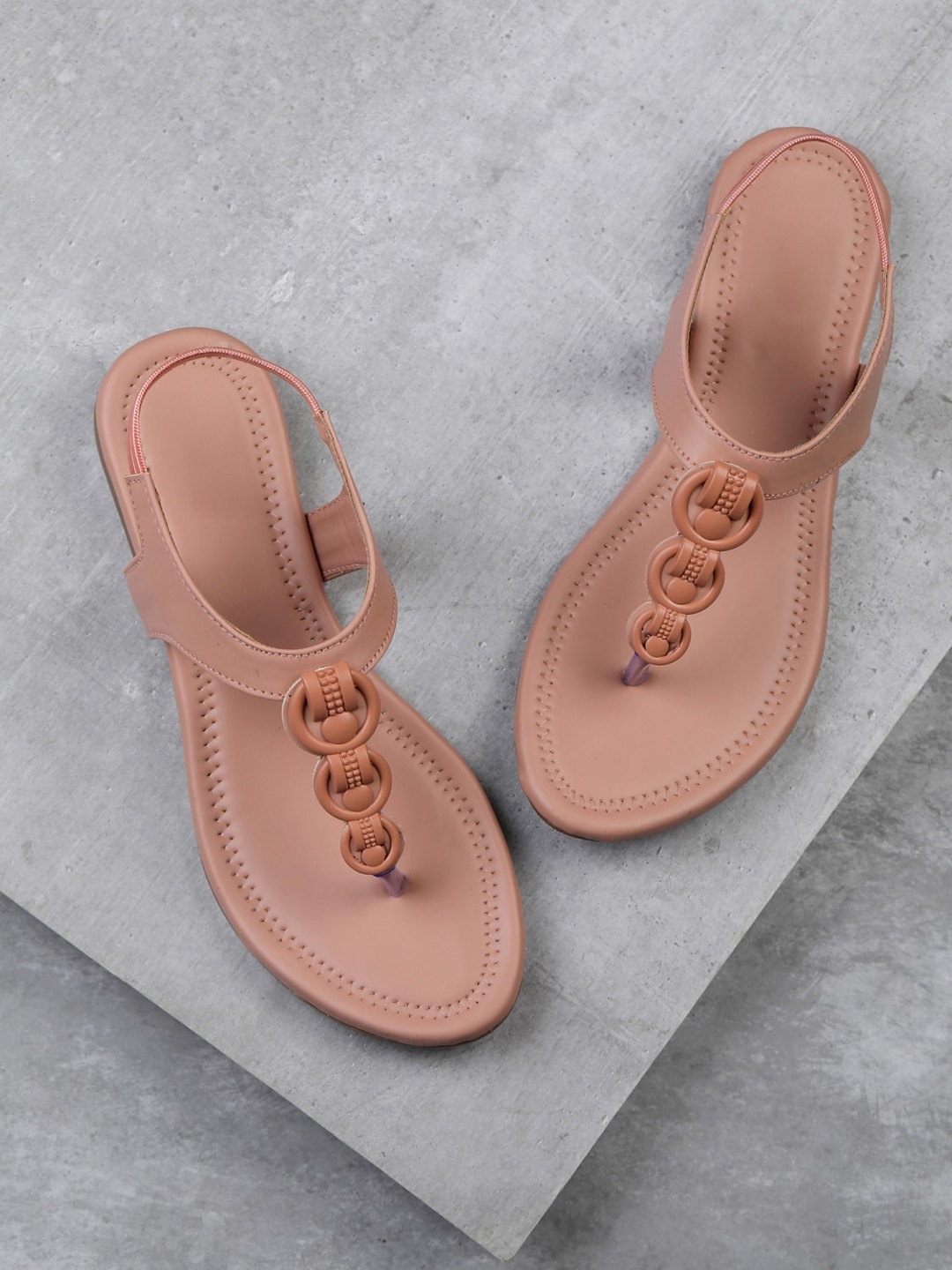 

Myra Women Pink Buckle Embellished T-Strap Flats