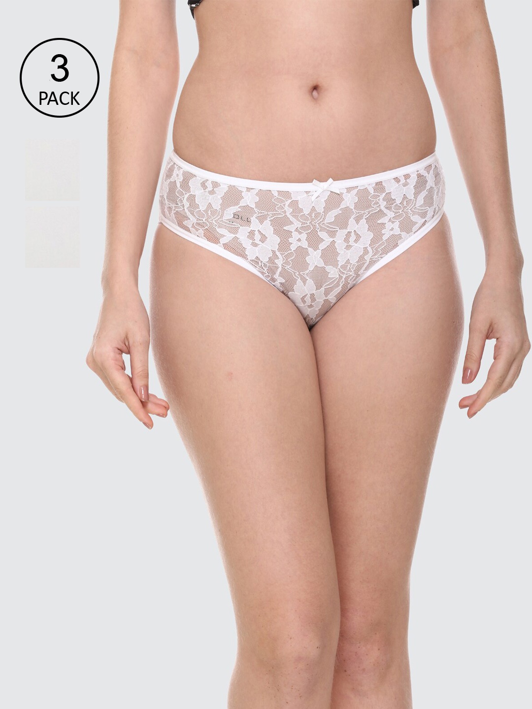 

Skidlers Women Pack Of 3 Combed Cotton Antibacterial Bikini Briefs, White