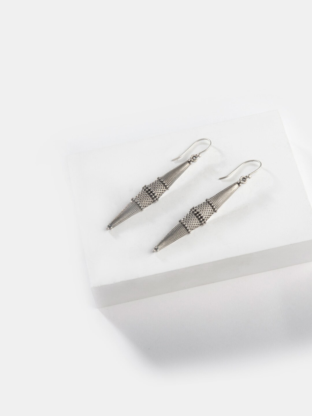 

SHAYA Silver-Toned Contemporary Drop Earrings