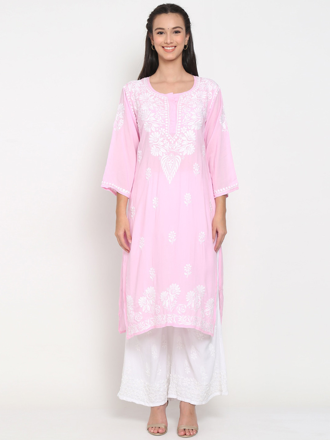 

PARAMOUNT CHIKAN Pink Chikankari Embroidered Kurta