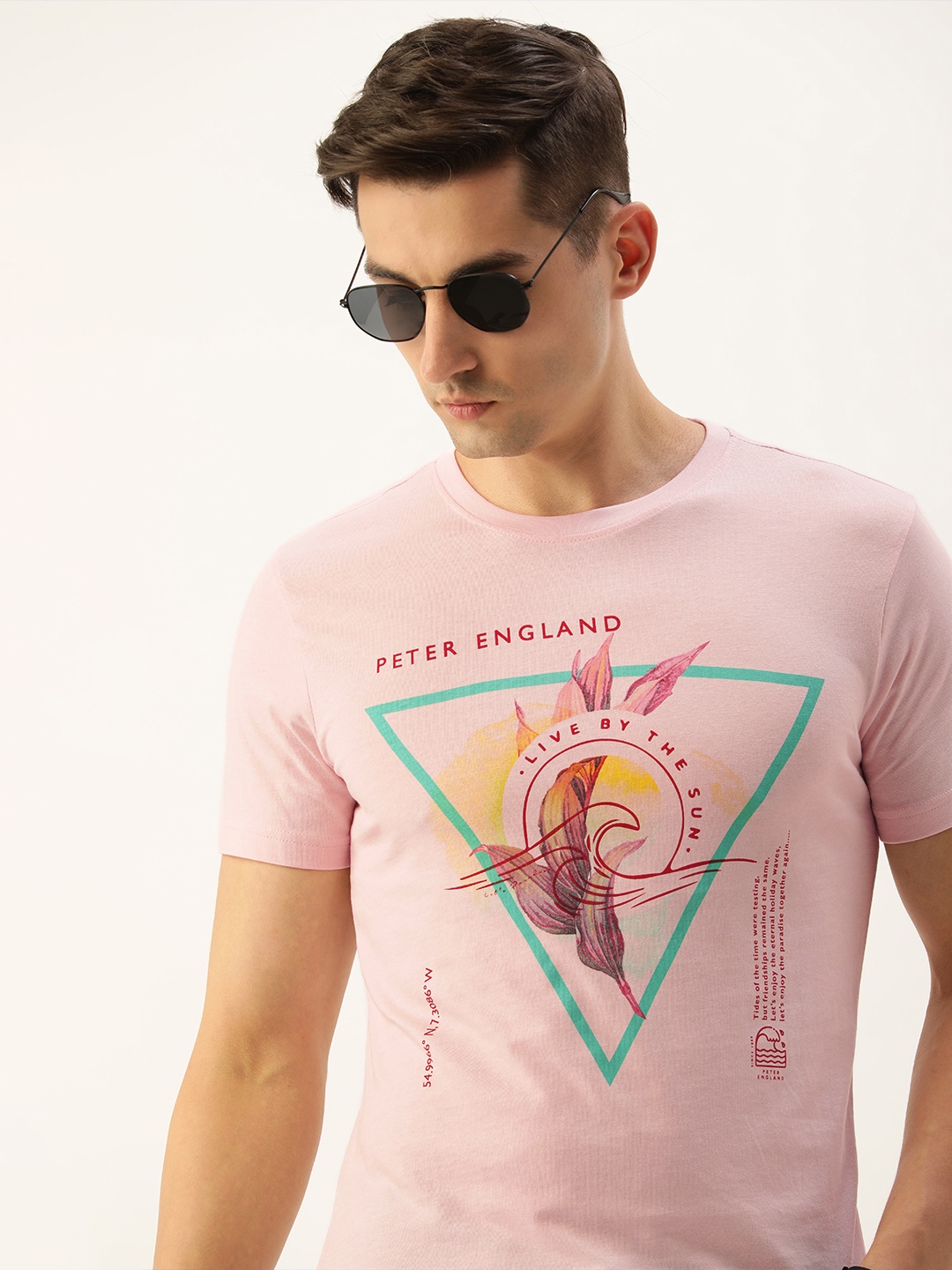 

Peter England Casuals Men Pink Printed T-shirt
