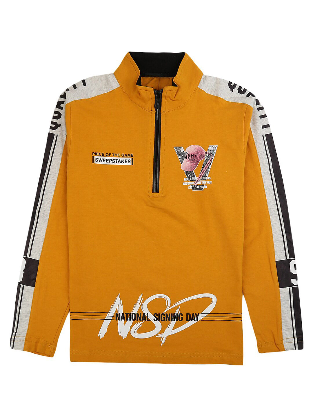 

V-Mart Boys Yellow Typography Henley Neck T-shirt