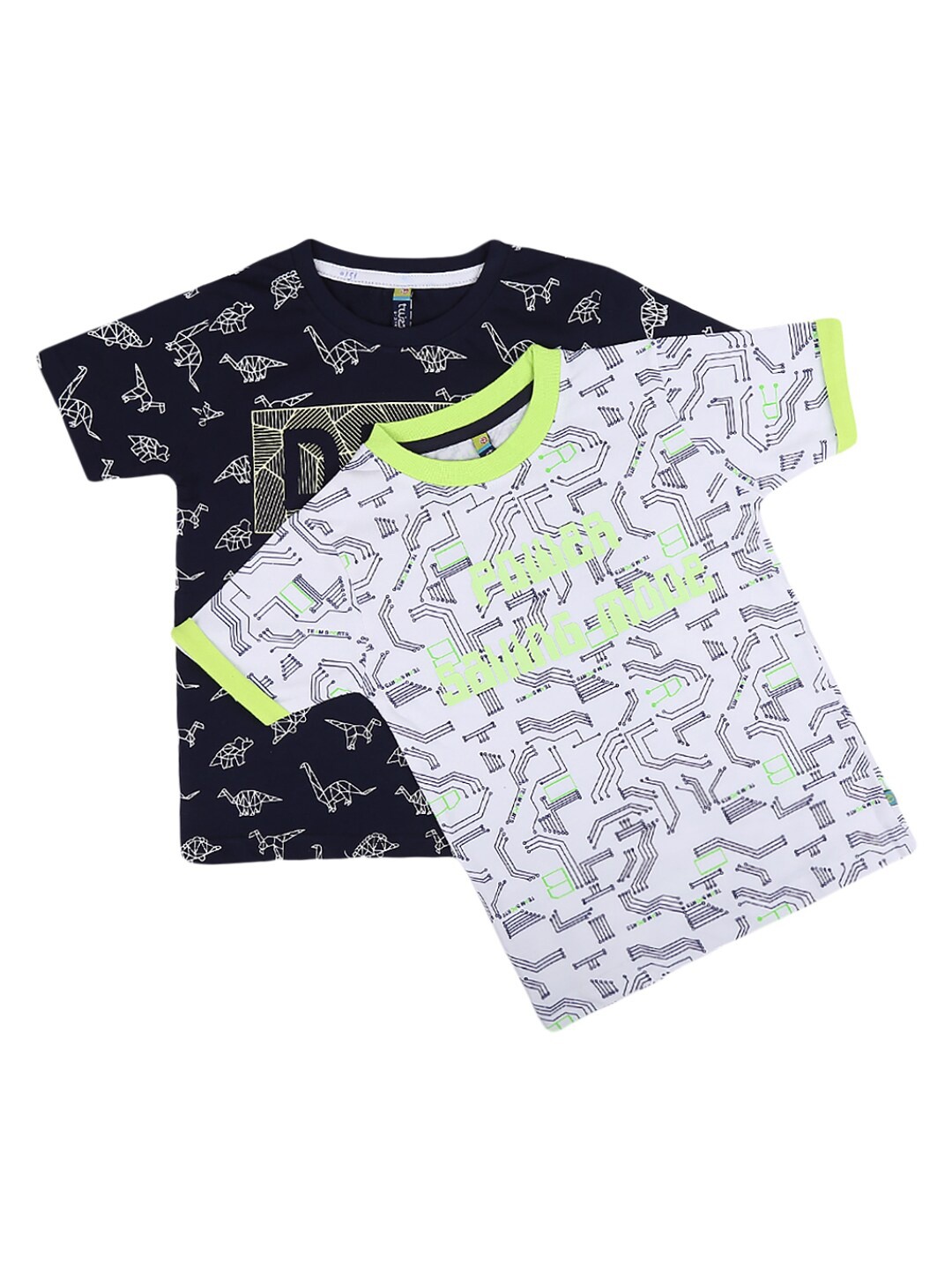 

V-Mart Boys Pack Of 2 Printed Applique T-shirt, Navy blue