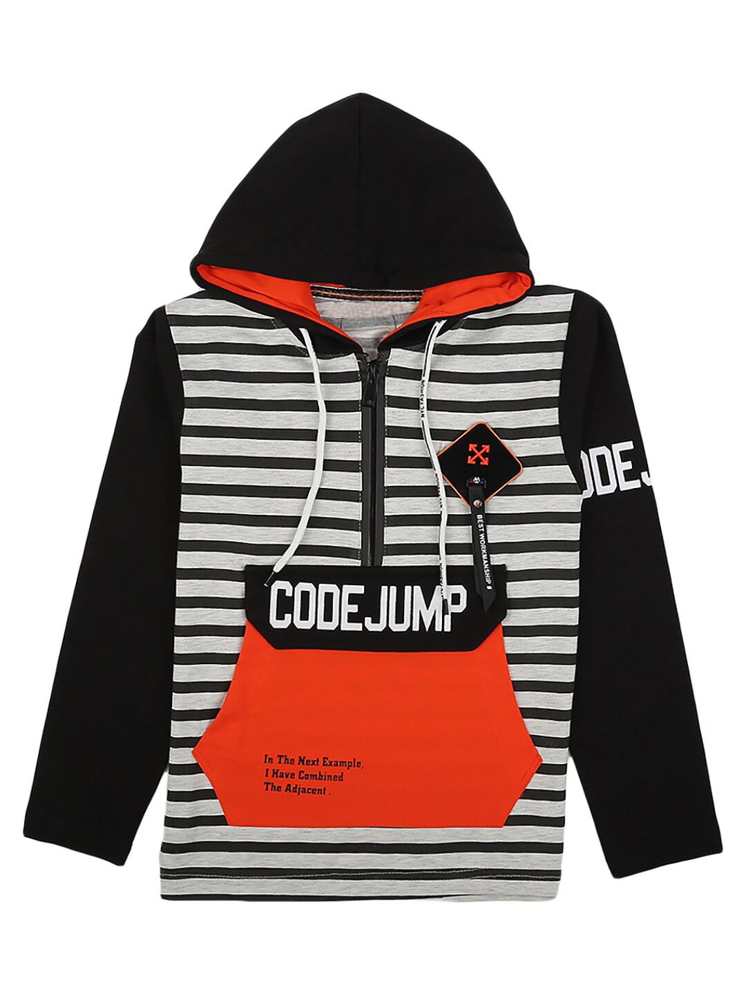 

V-Mart Boys Black & White Striped Cotton T-shirt
