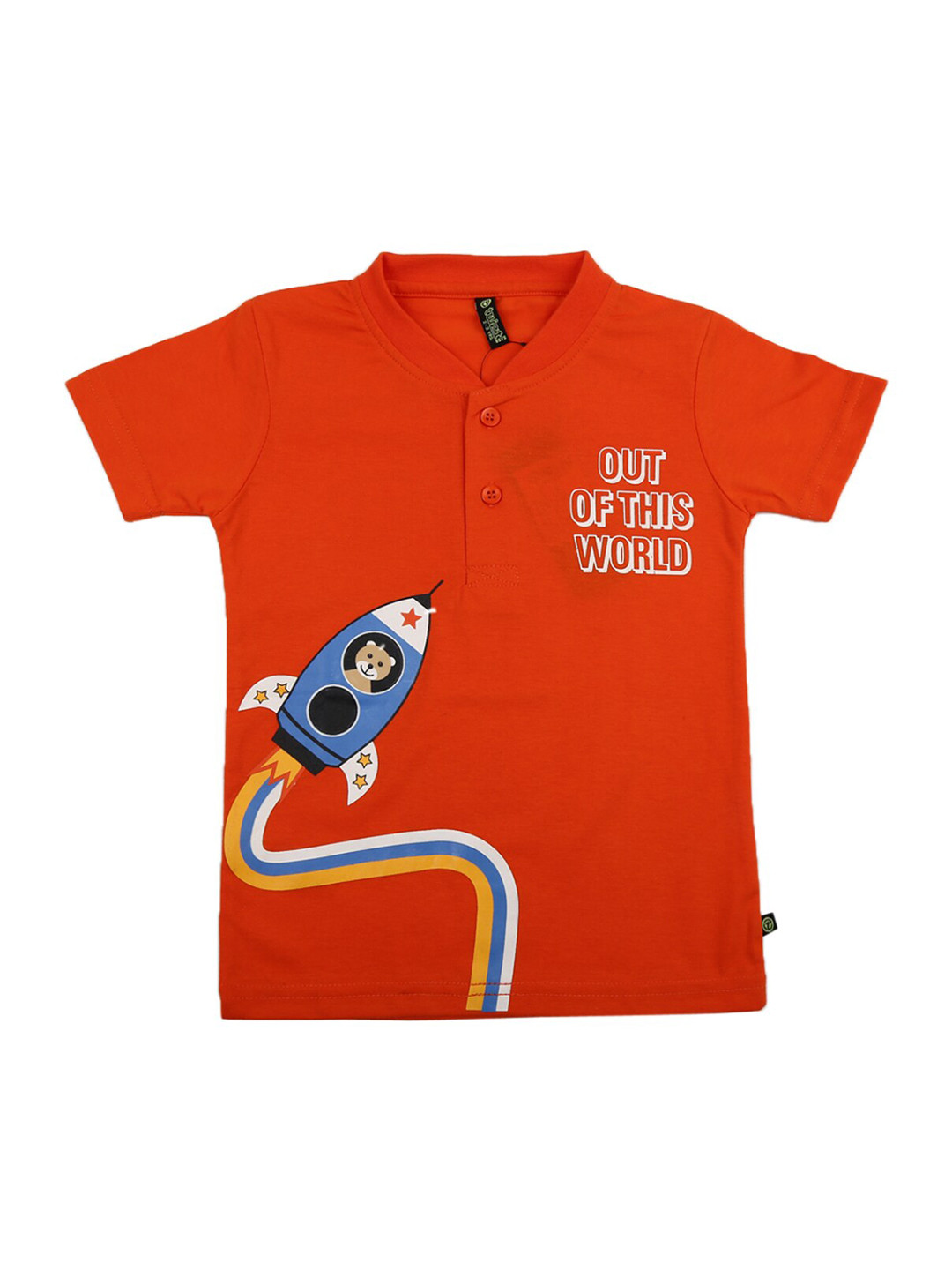 

V-Mart Boys cotton Orange Printed Mandarin Collar T-shirt