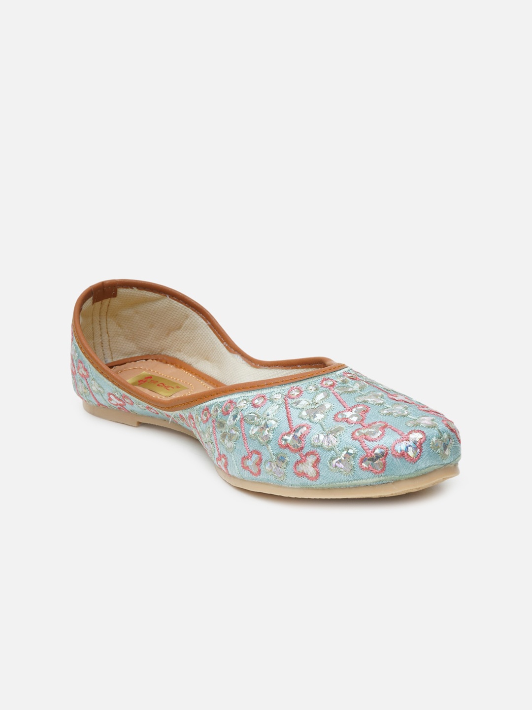 

Ta Chic Women Blue Ethnic Embroidered Mojaris Flats