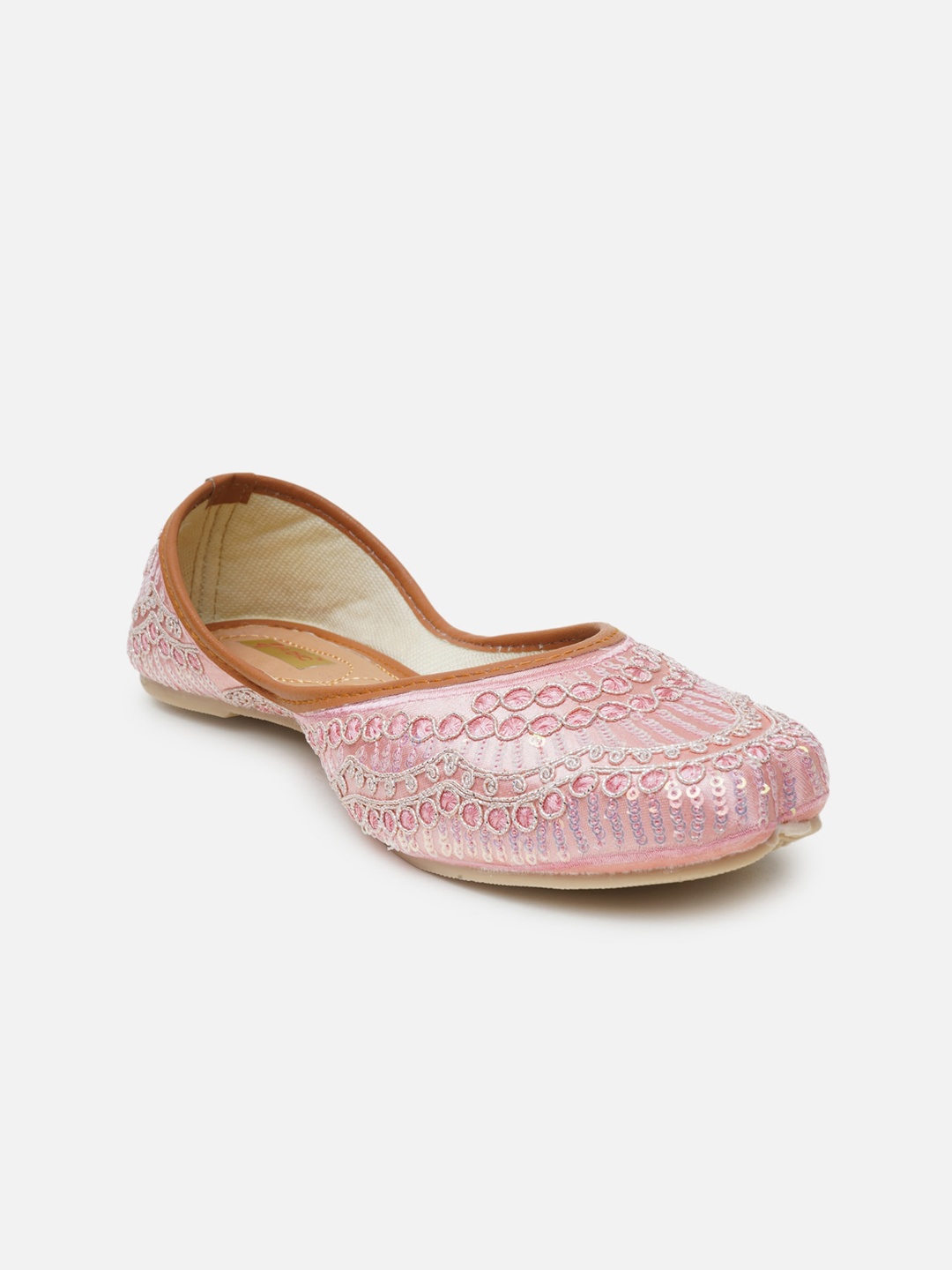 

Ta Chic Women Pink Embellished Ethnic Mojaris Flats