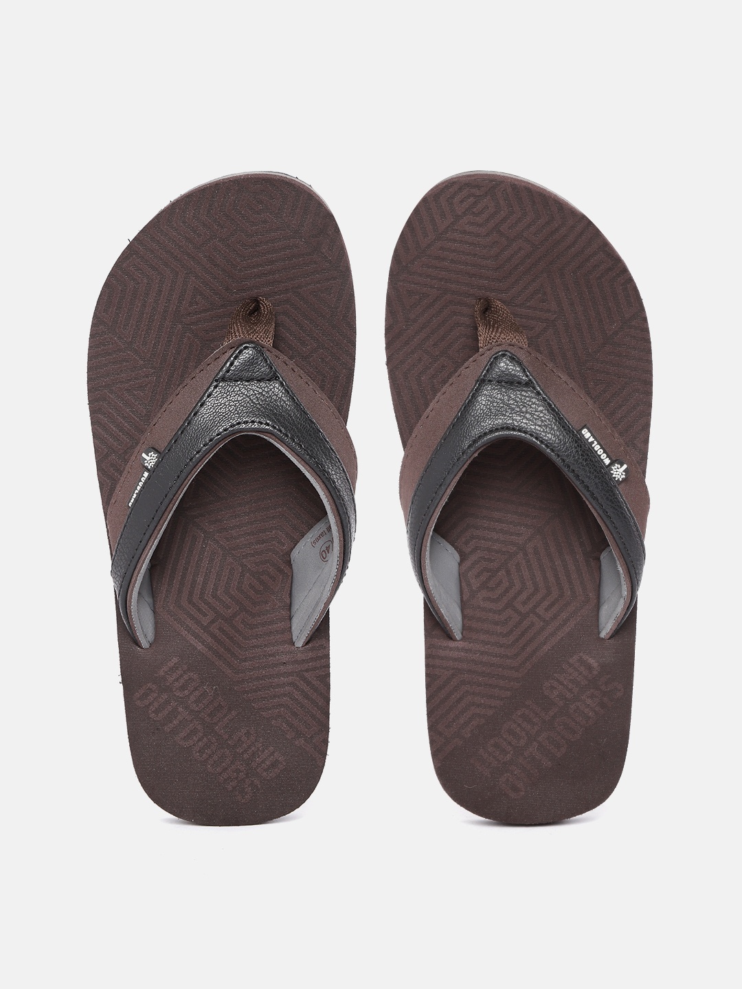 

Woodland Men Coffee Brown & Black Colourblocked Thong Flip-Flops