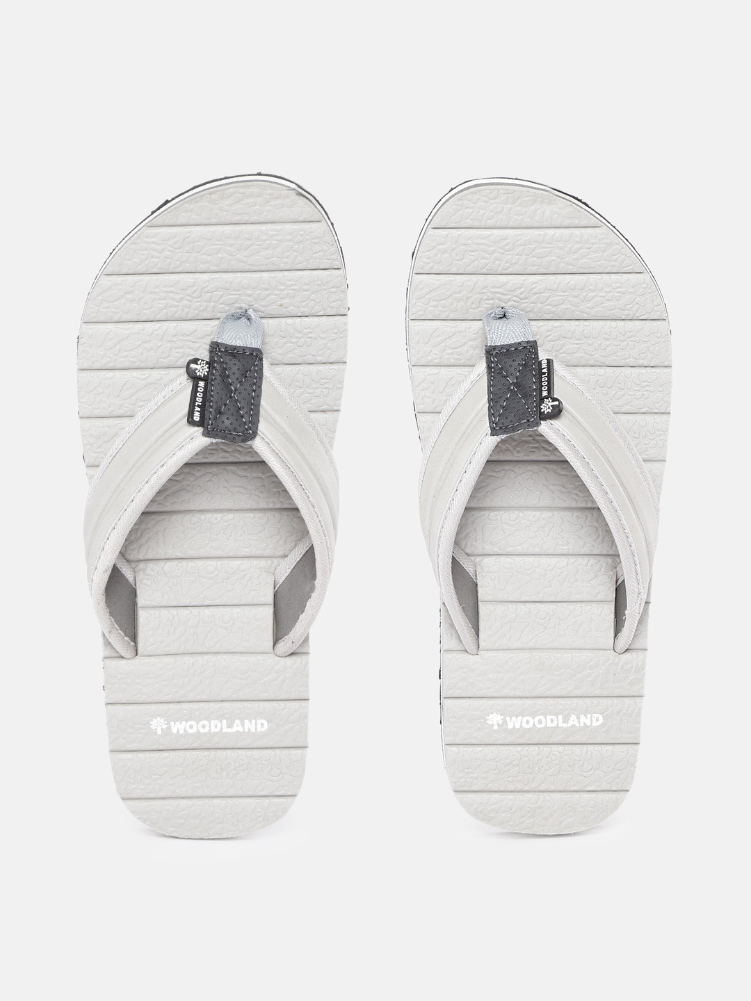 

Woodland Men Grey Self Striped Thong Flip-Flops