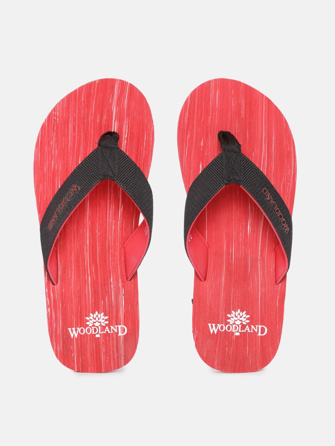 

Woodland Men Red & Black Striped Thong Flip-Flops