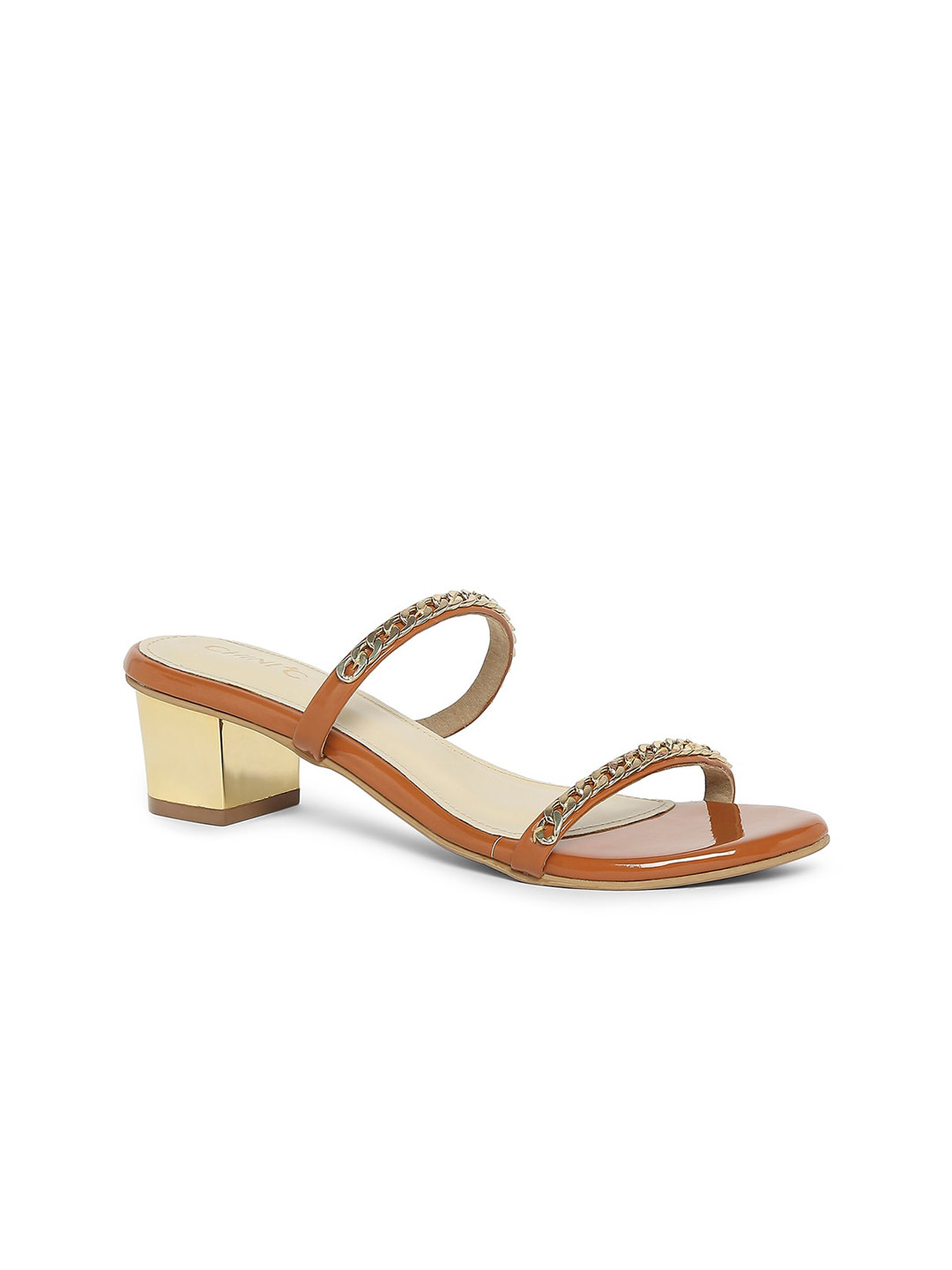 

CHINI C Brown Textured Block Sandals
