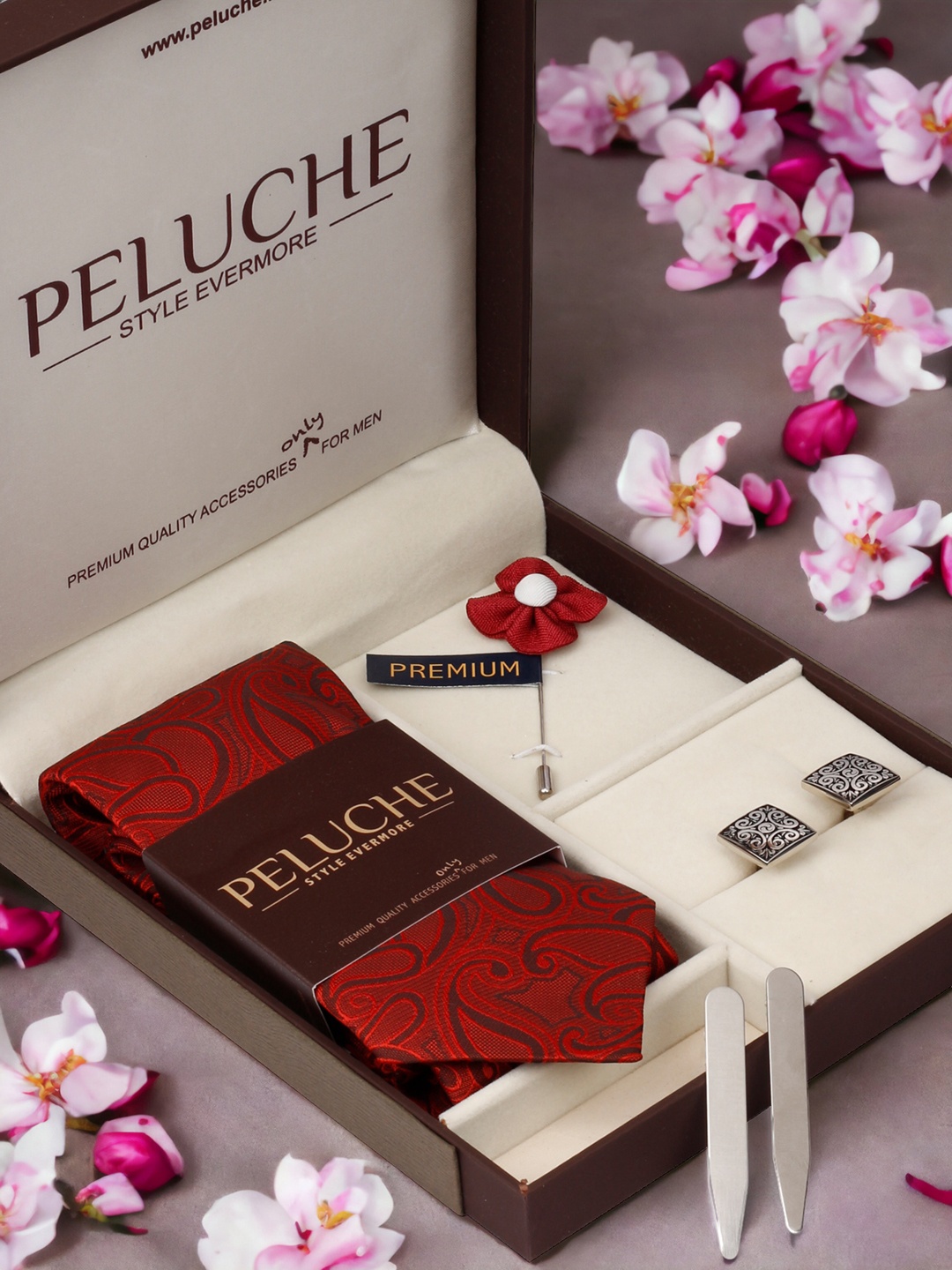 

PELUCHE Men Red & Silver-Toned Accessory Gift Set