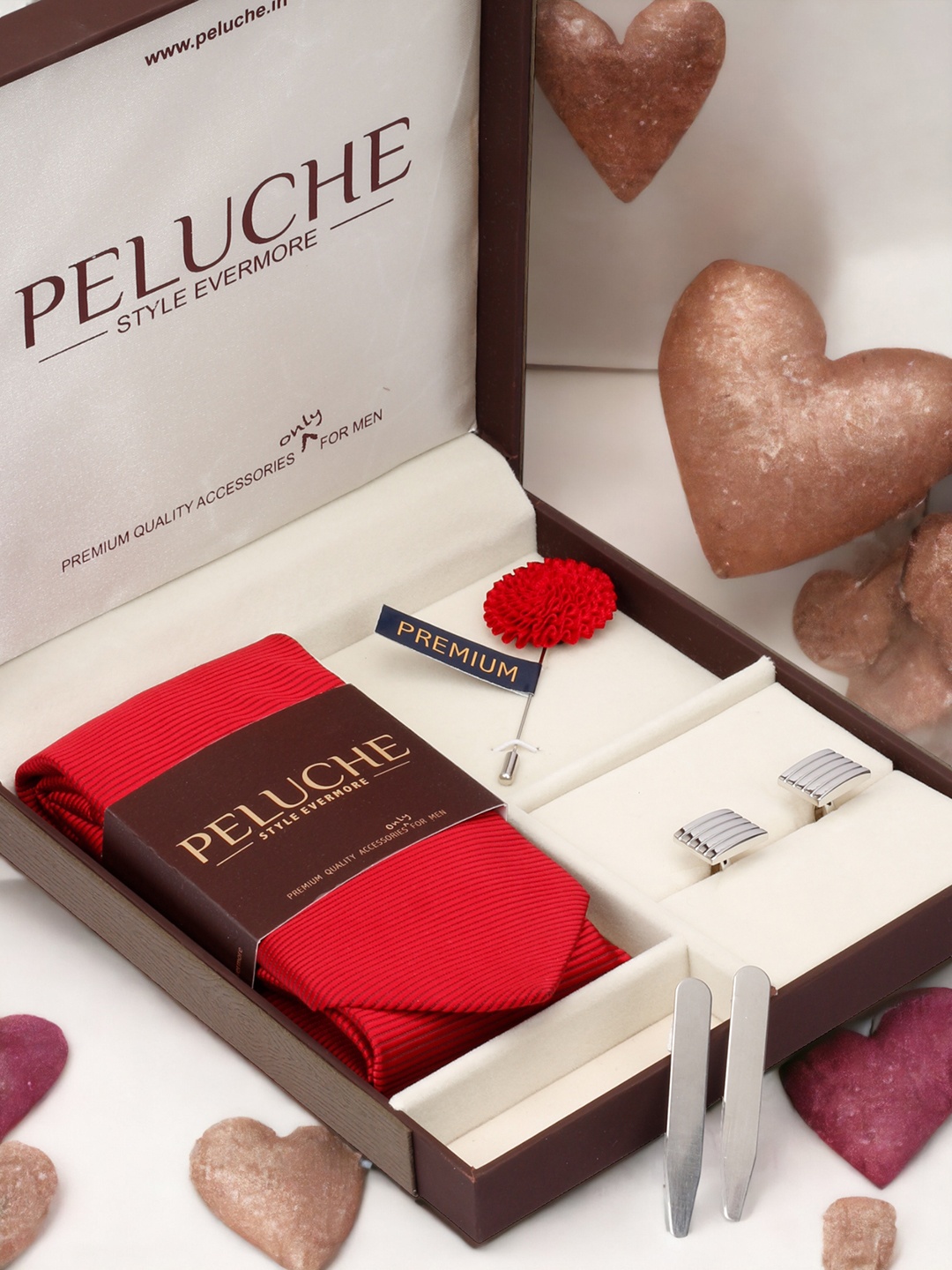 

PELUCHE Red & Silver-Toned Accessory Gift Set