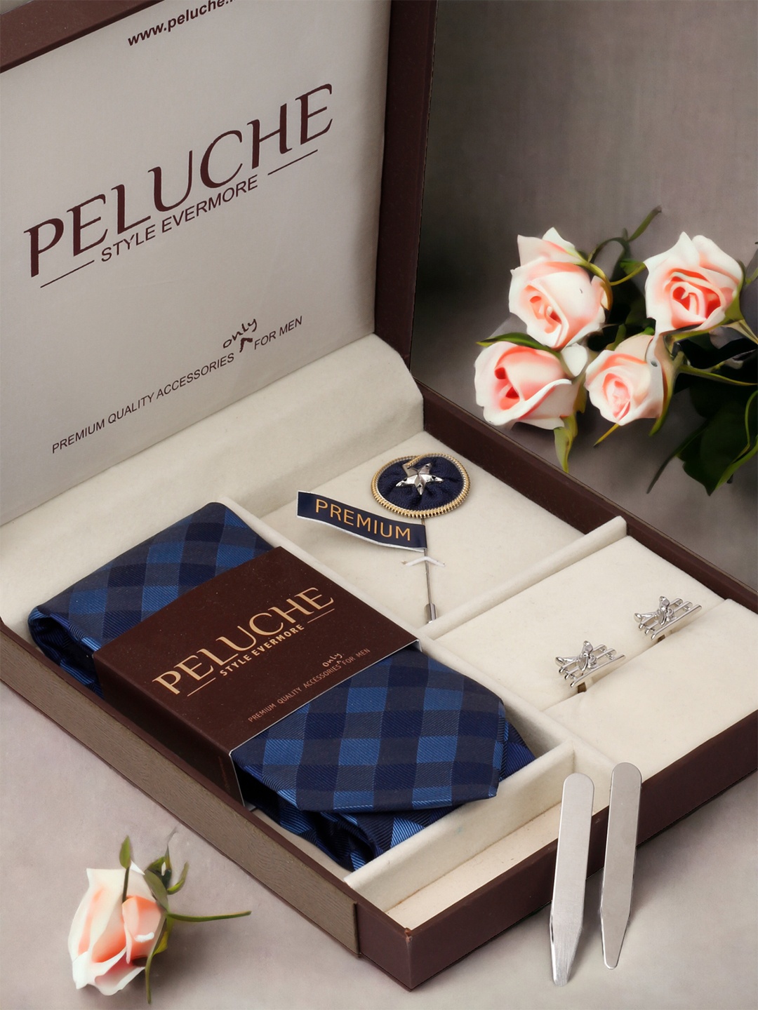 

PELUCHE Men 5 Pieces Blue Printed Accessory Gift Set