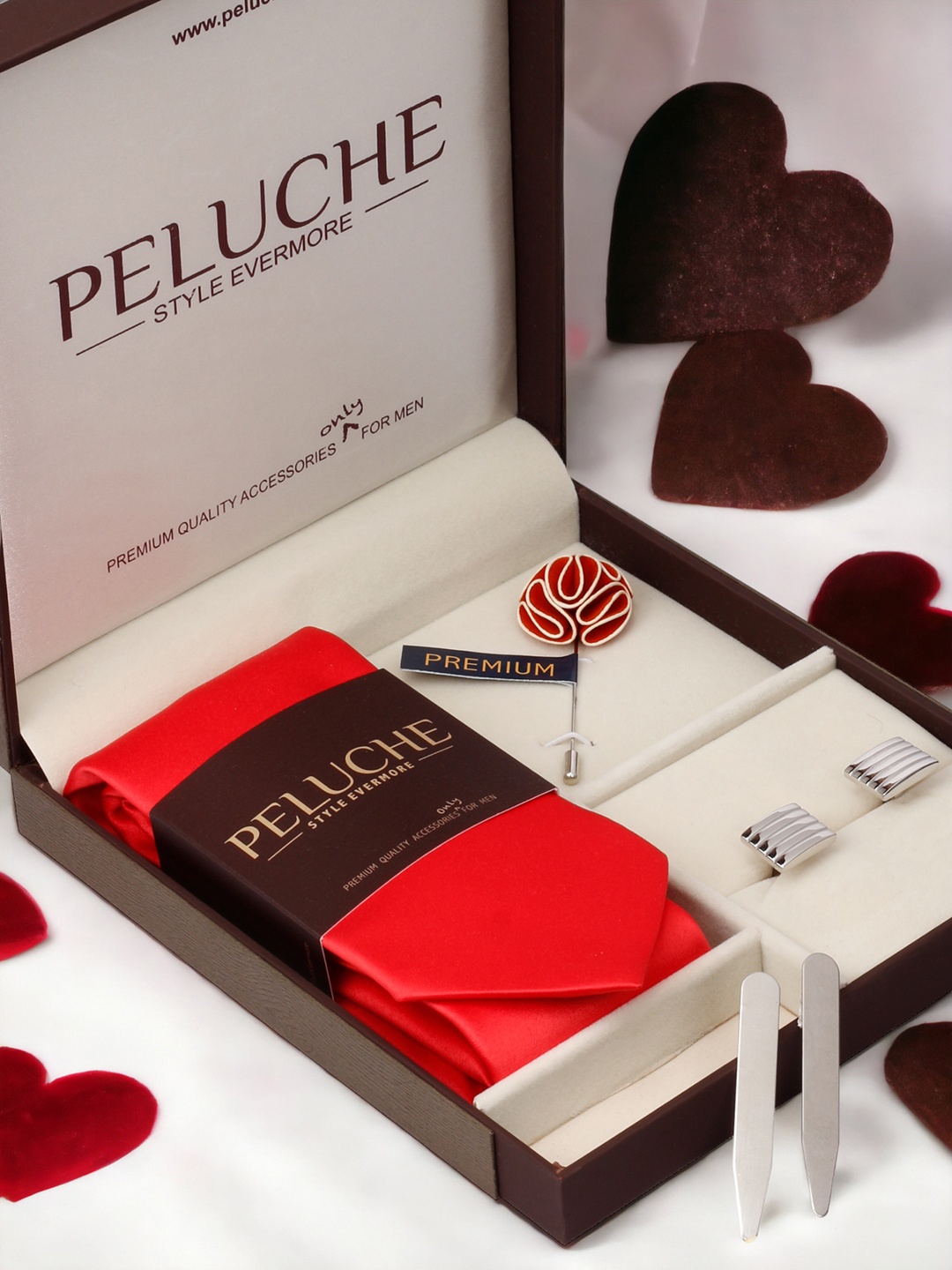 

PELUCHE Red & Silver-Toned Solid Accessory Gift Set