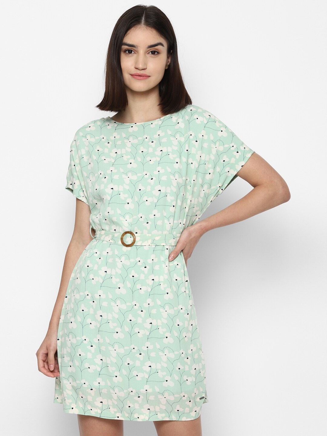 

Allen Solly Woman Green Floral A-Line Dress