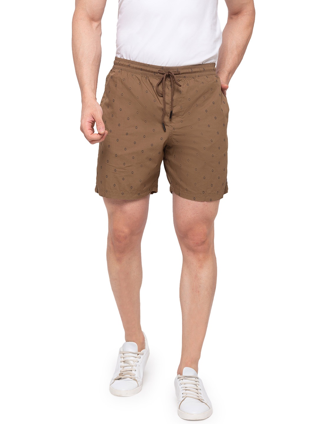 

Status Quo Men Plus Size Pack Of 2 Brown Printed Cotton Chino Shorts