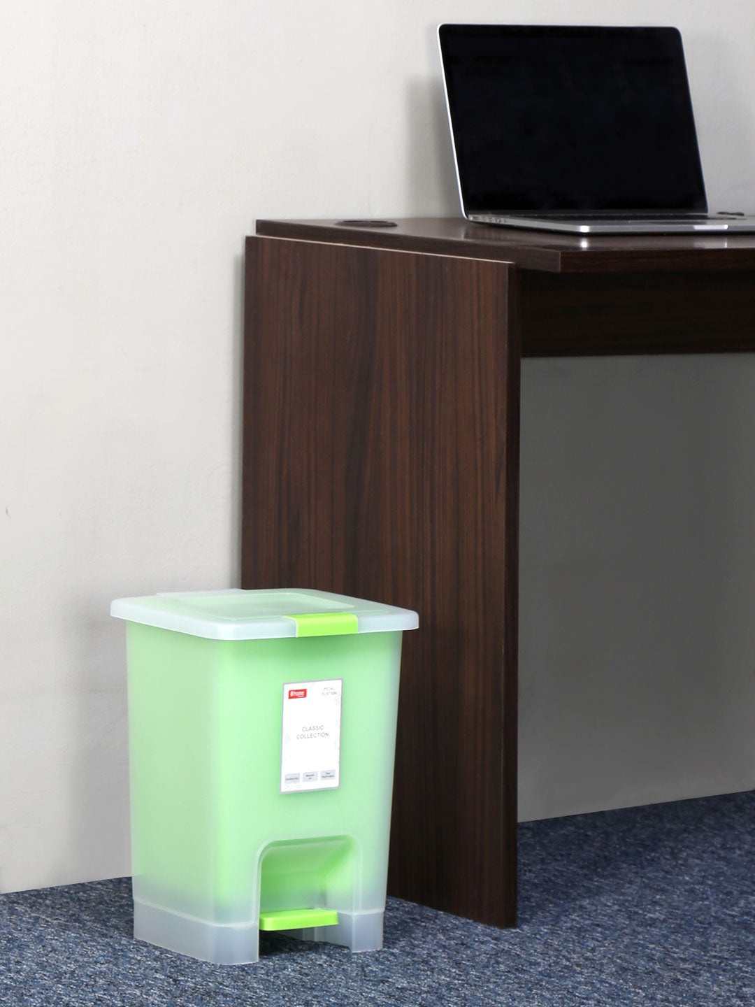 

Athome by Nilkamal Green Plastic Push & Pedal Dustbin With Lid