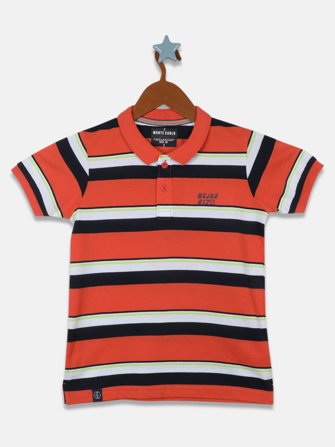 

Monte Carlo Boys Rust Orange & Black Striped Polo Collar T-shirt
