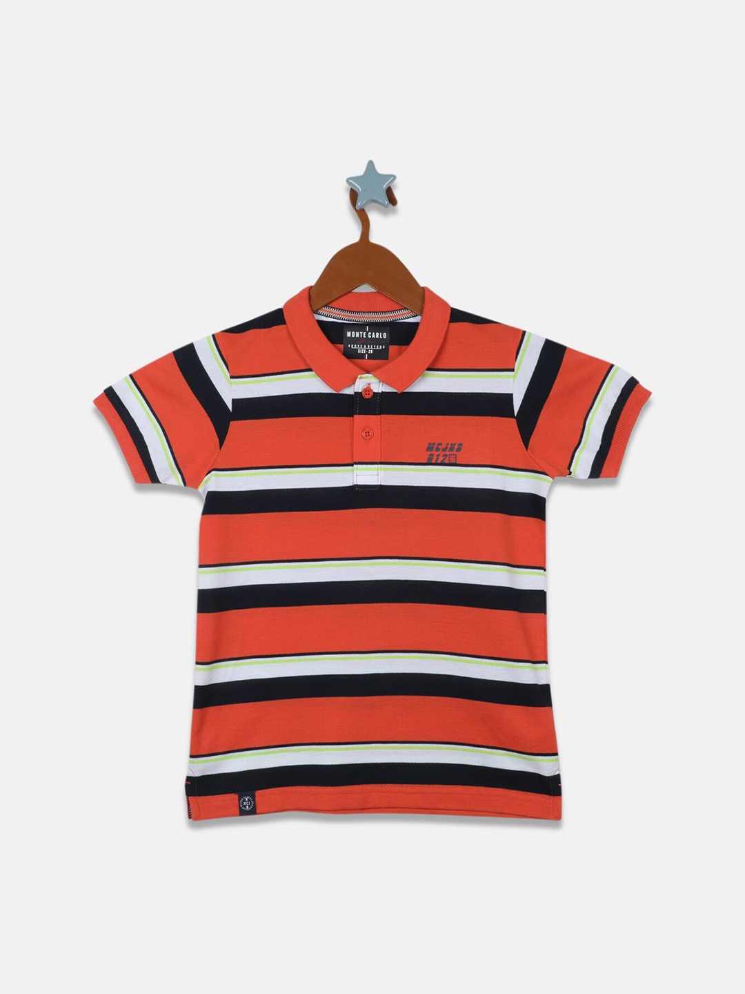 

Monte Carlo Boys Rust Striped Polo Collar T-shirt