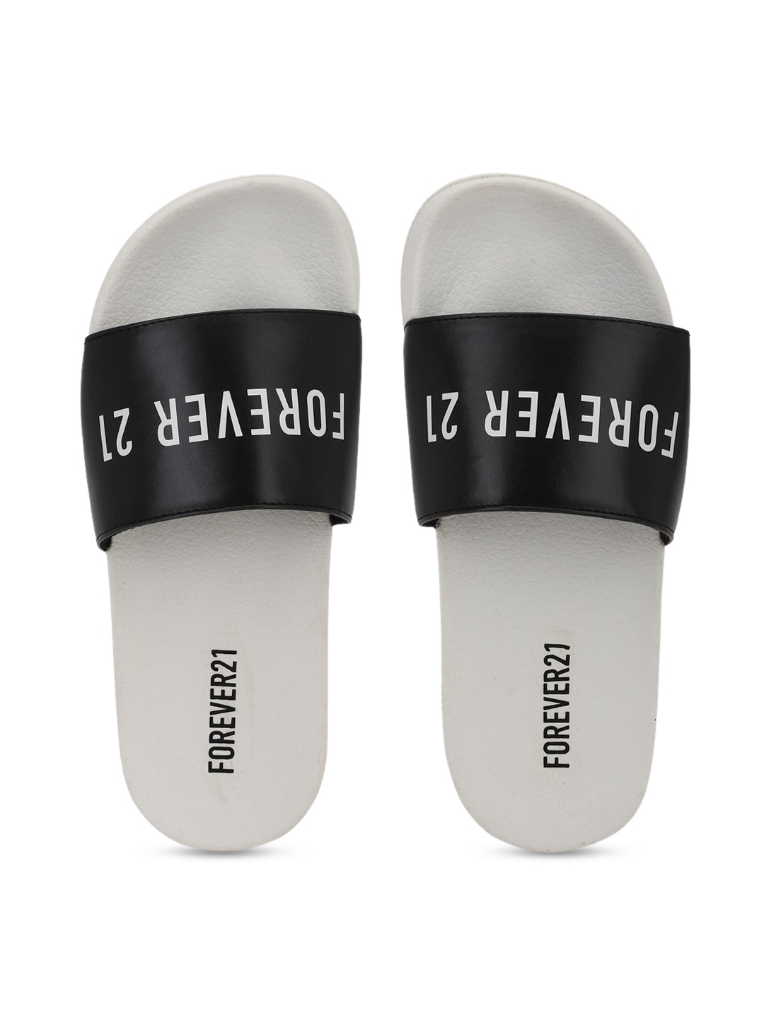 

FOREVER 21 Women Grey & Black Printed Sliders