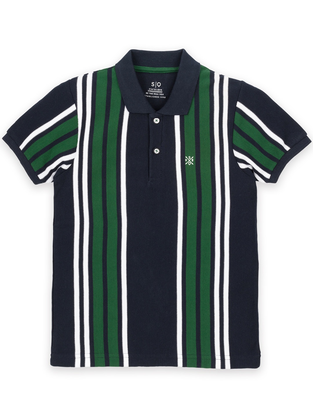 

Status Quo Boys Blue Striped Polo Collar T-shirt