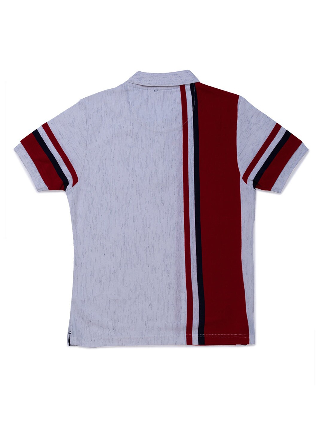 

Status Quo Boys Grey Melange & Maroon Striped Polo Collar T-shirt