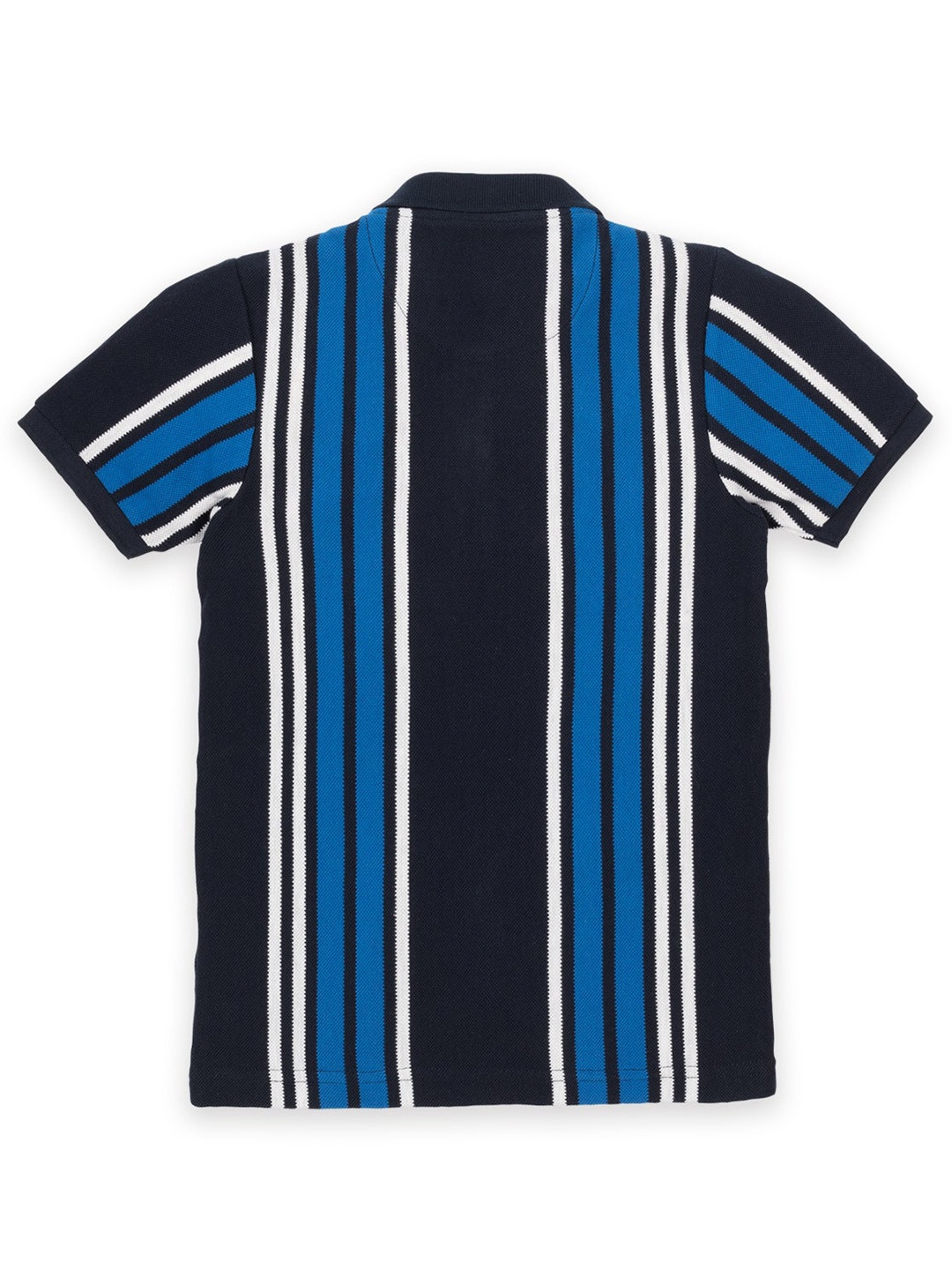 

Status Quo Boys Navy Blue & Blue Striped Polo Collar T-shirt