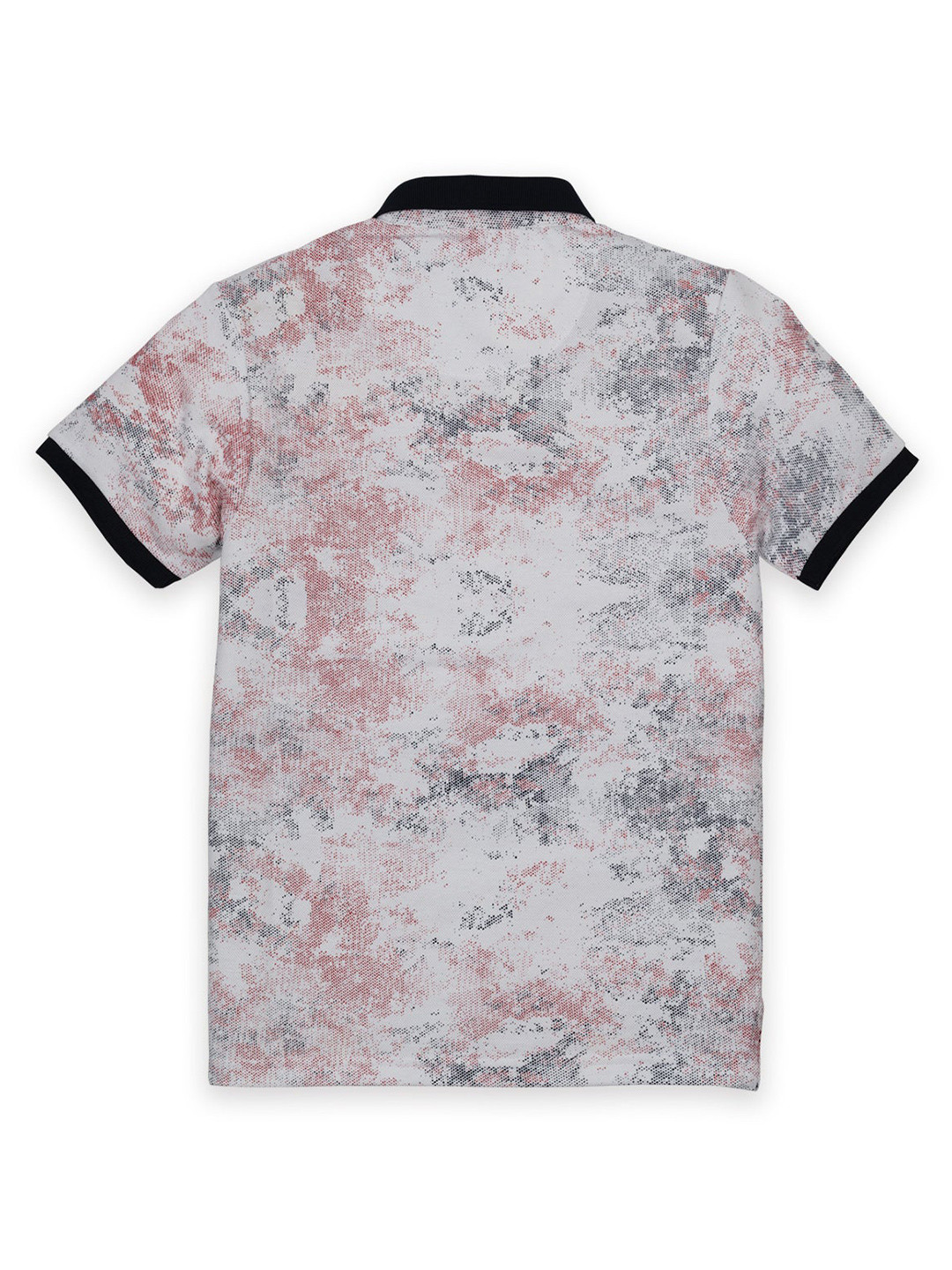 

Status Quo Boys White & Black Printed Polo Collar Regular Fit T-shirt
