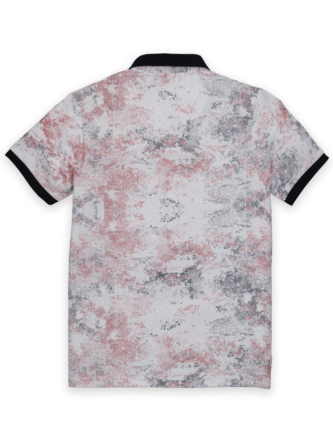 

Status Quo Boys White & Black Printed Polo Collar Regular Fit T-shirt