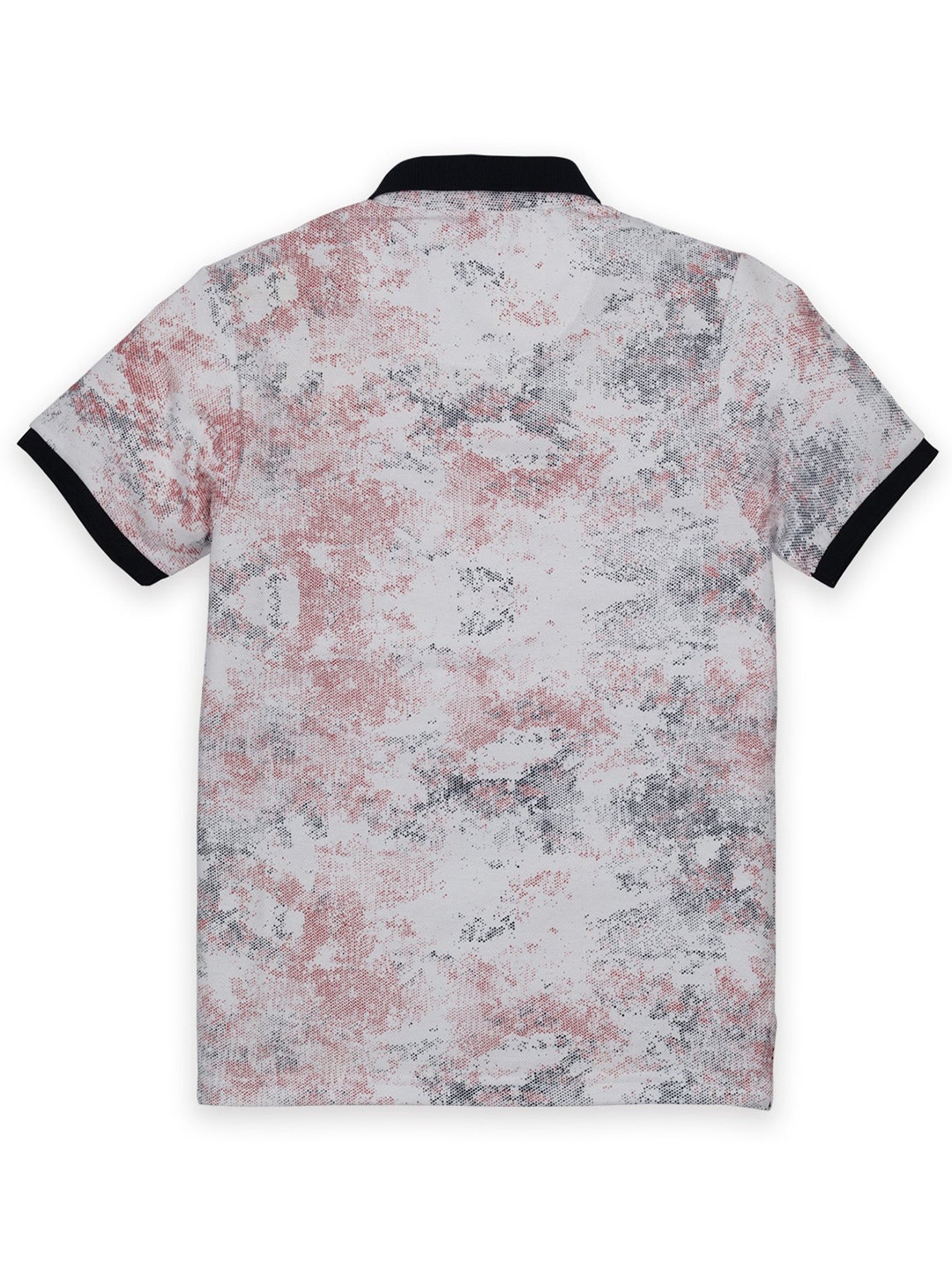 

Status Quo Boys White & Black Printed Polo Collar T-shirt