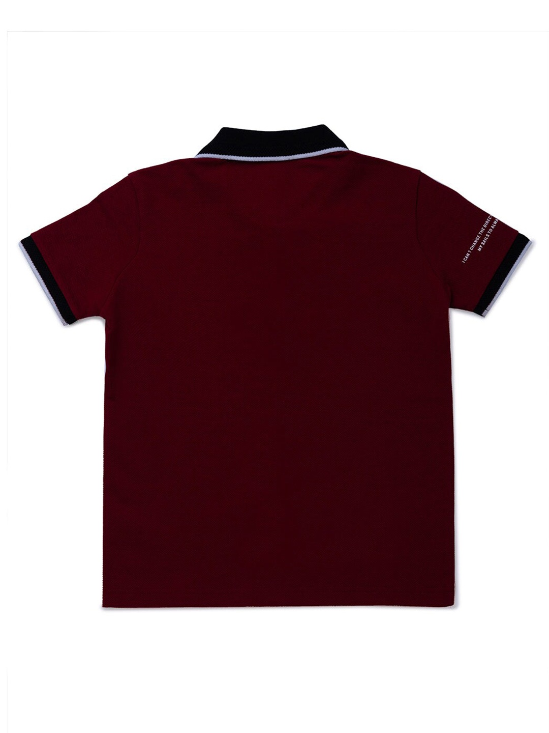 

Status Quo Boys Maroon & Black Printed Polo Collar Regular Fit T-shirt