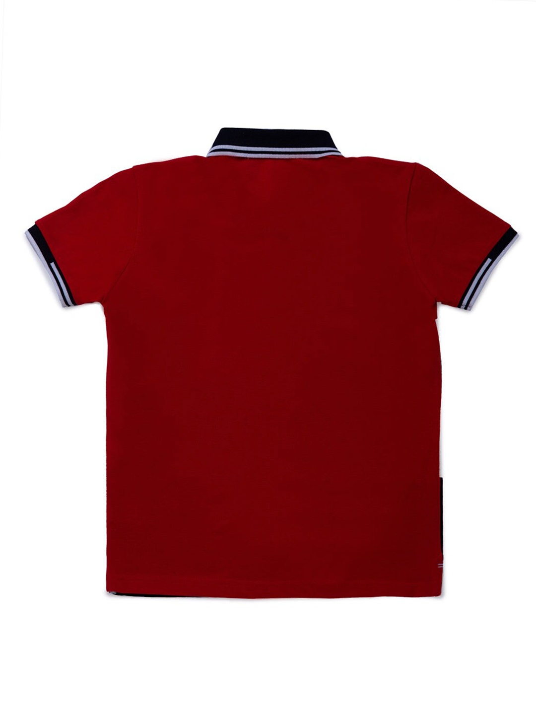 Status Quo Boys Red & Grey Melange Typography Polo Collar T-shirt