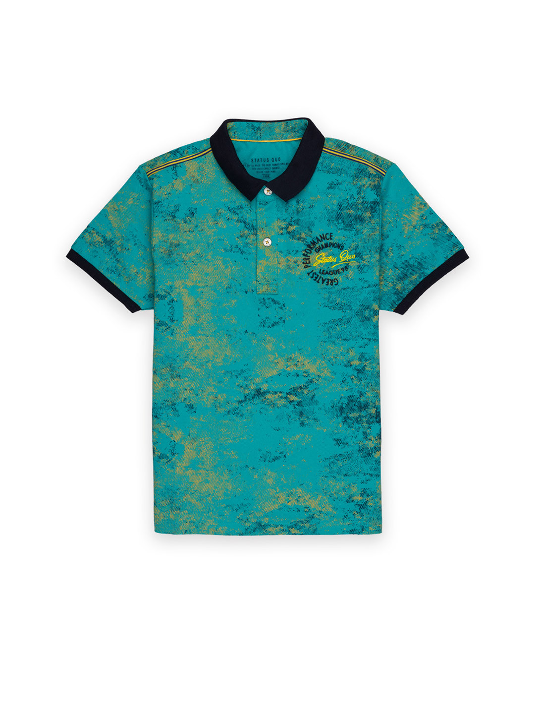 

Status Quo Boys Blue Printed Henley Neck Applique T-shirt